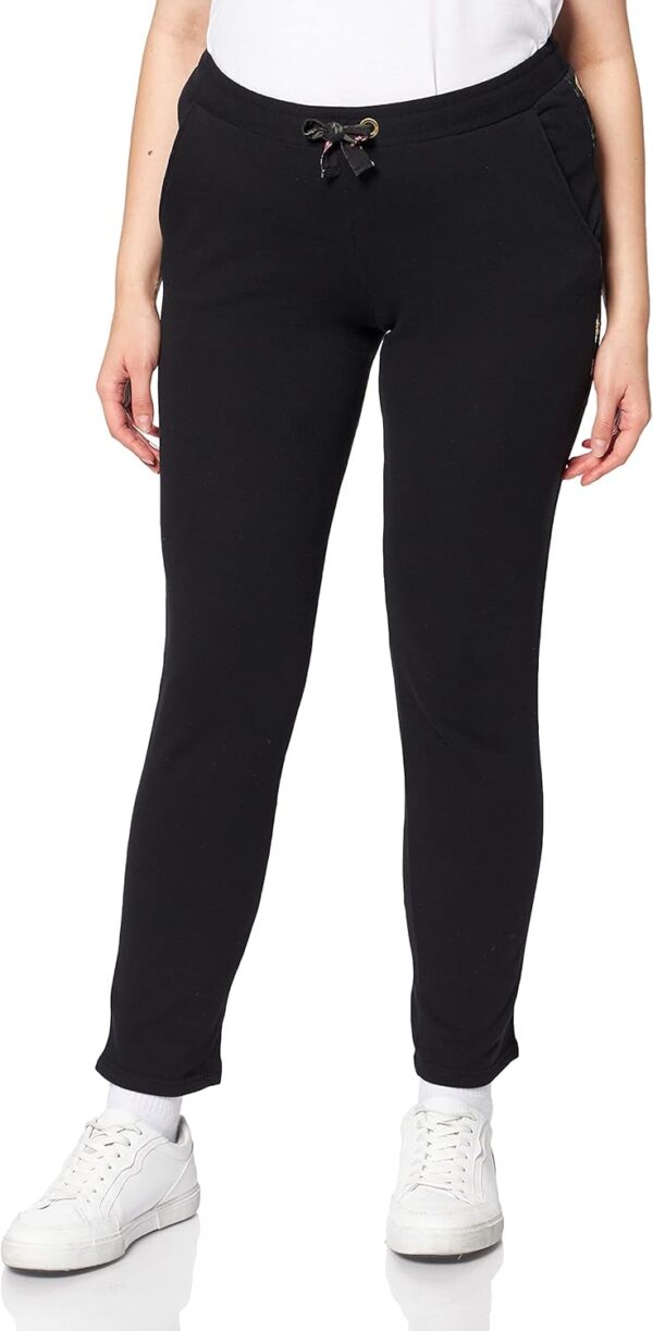 Pantaloni Eleganti Donna Banana Moon Nero Strisce Floreali-0