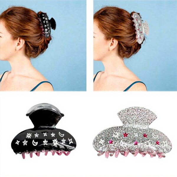 Fermaglio capelli Paillettes Star Moon ESTCNK nero per donne