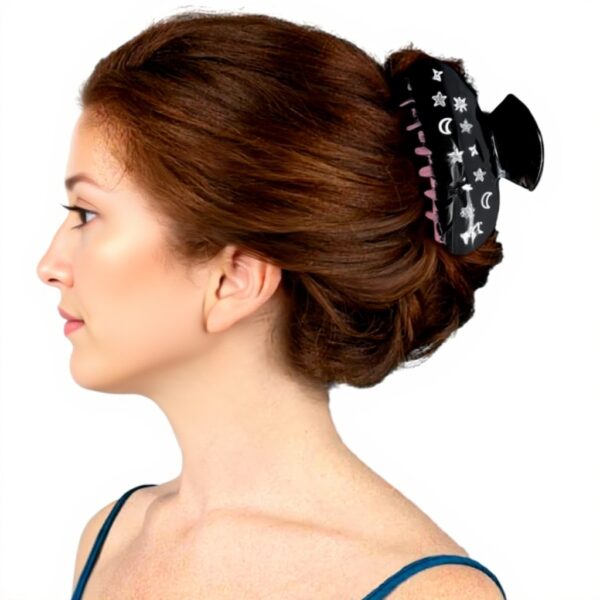 Molletta per capelli Star Moon glitterata antiscivolo nero