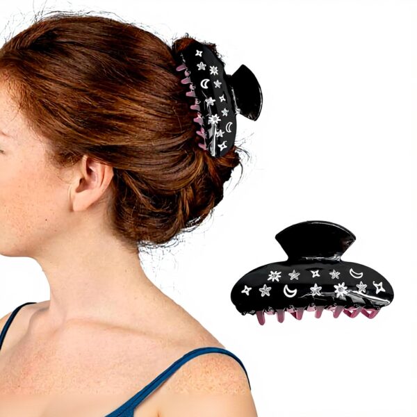 Molletta per capelli Star Moon glitterata antiscivolo nero