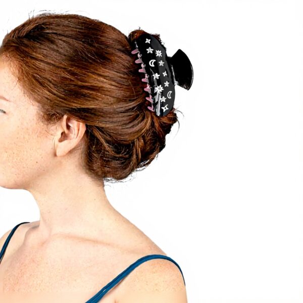 Molletta per capelli Star Moon glitterata antiscivolo nero