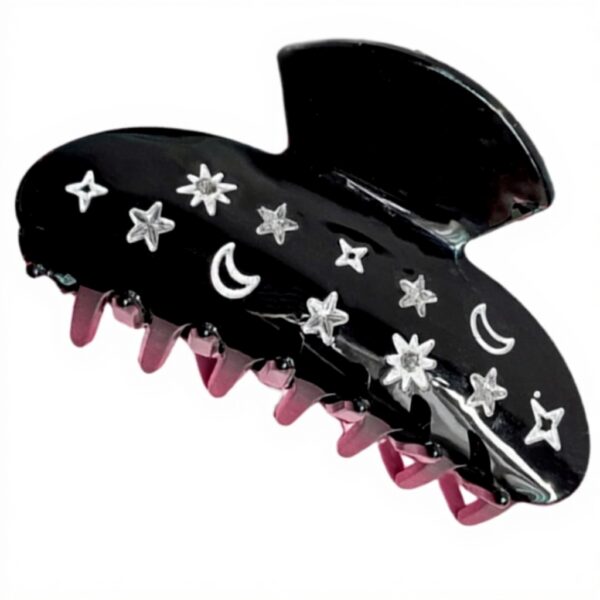 Molletta per capelli Star Moon glitterata antiscivolo nero