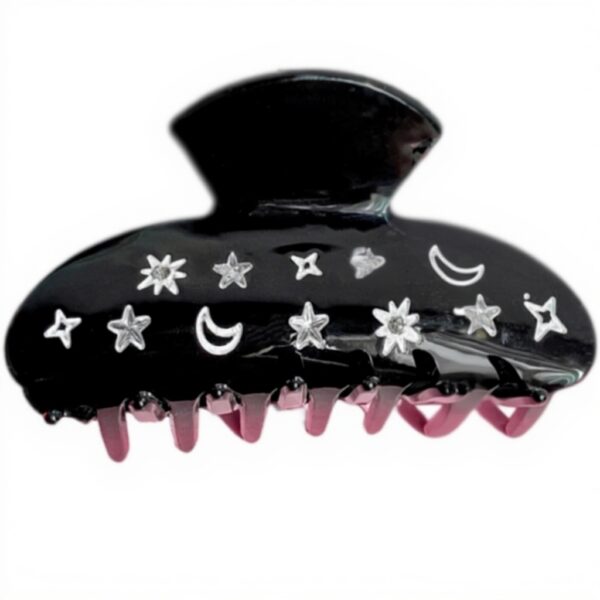 Molletta per capelli Star Moon glitterata antiscivolo nero