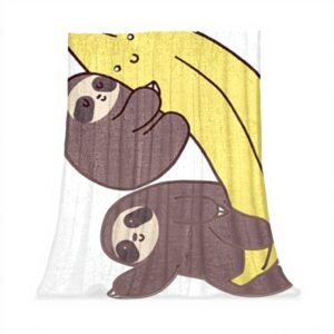 Coperta peluche microfibra TBOUOBT bradipo banana calda
