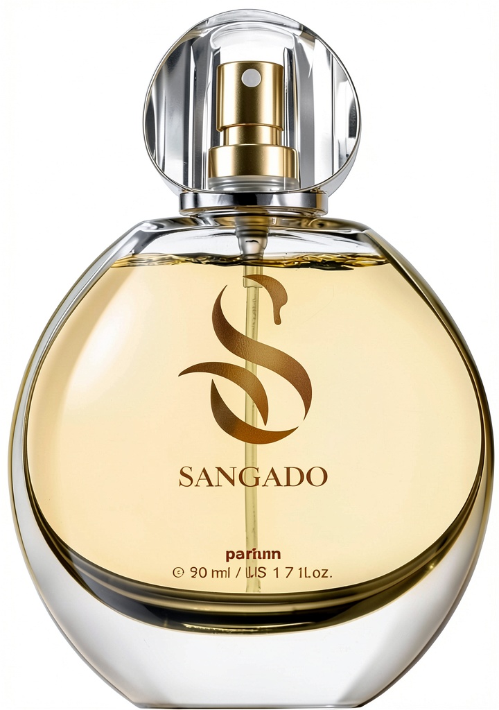 'Profumo SANGADO con flacone elegante su sfondo neutro'