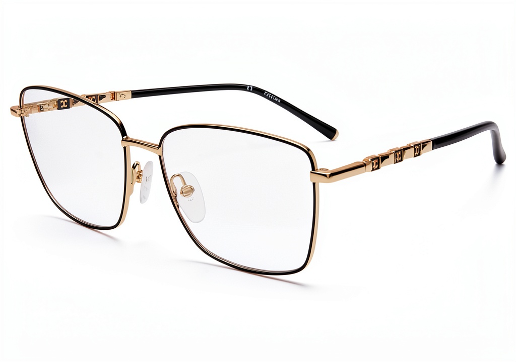 Occhiali da vista Escada VESD53 in rose gold e nero su sfondo neutro