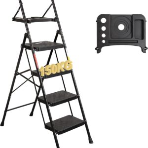 Scala Pieghevole BONTEC 4 Gradini Ferro Antiscivolo Fai da-0