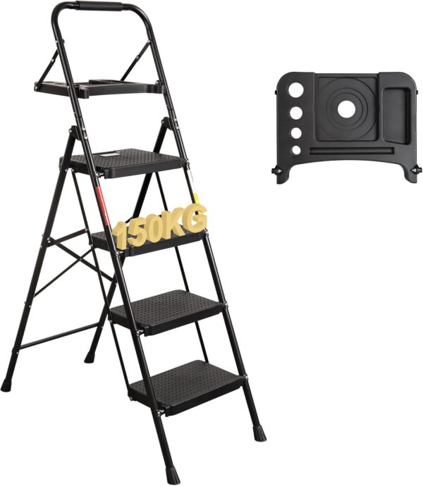 Scala Pieghevole BONTEC 4 Gradini Ferro Antiscivolo Fai da-0