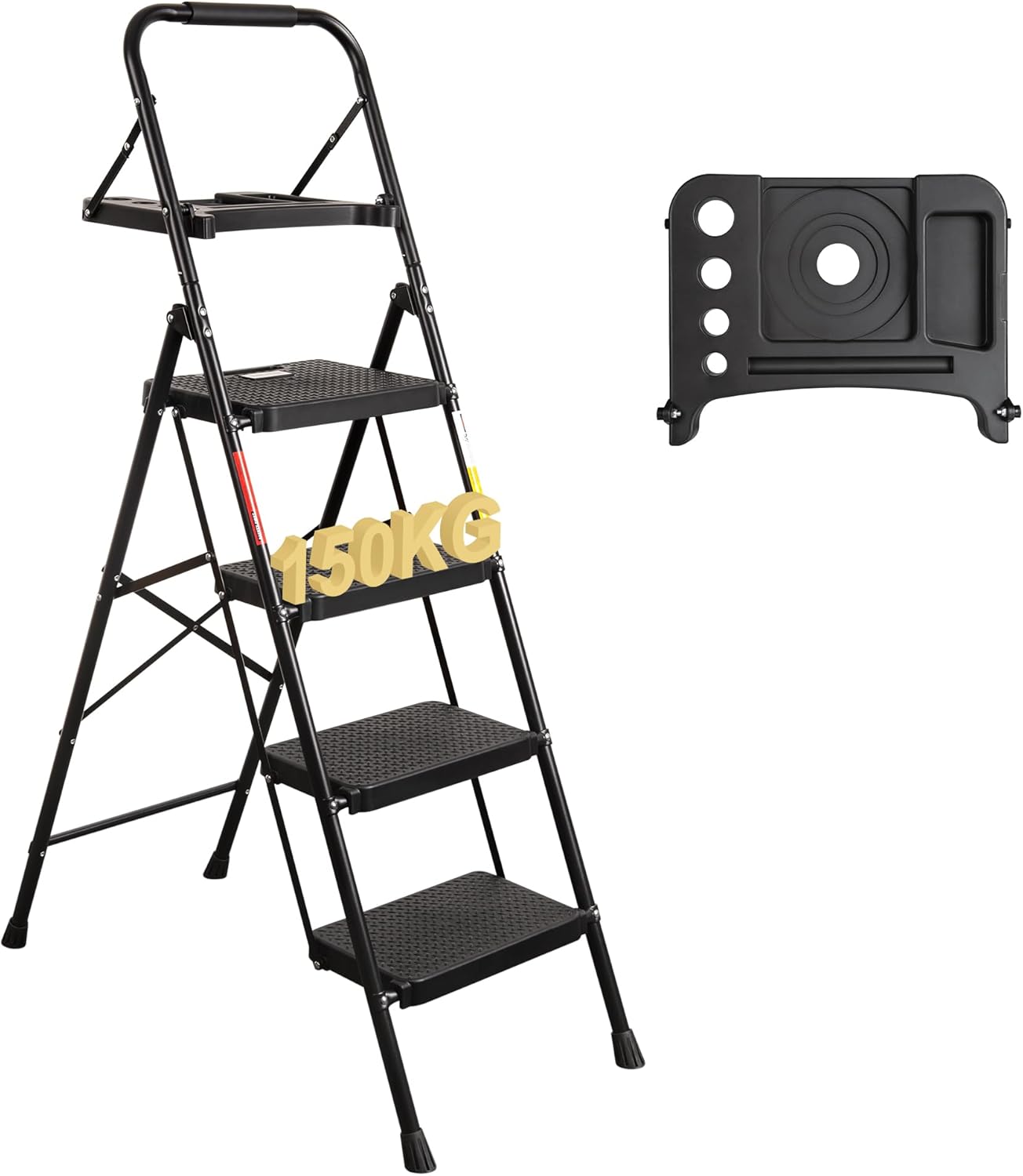 Installing Scala Pieghevole BONTEC 4 Gradini Ferro Antiscivolo Fai da on a wooden desk