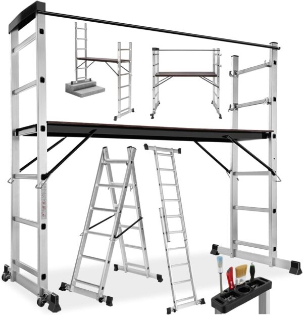 Scala in alluminio 4 in 1 tectake multifunzione pieghevole-0
