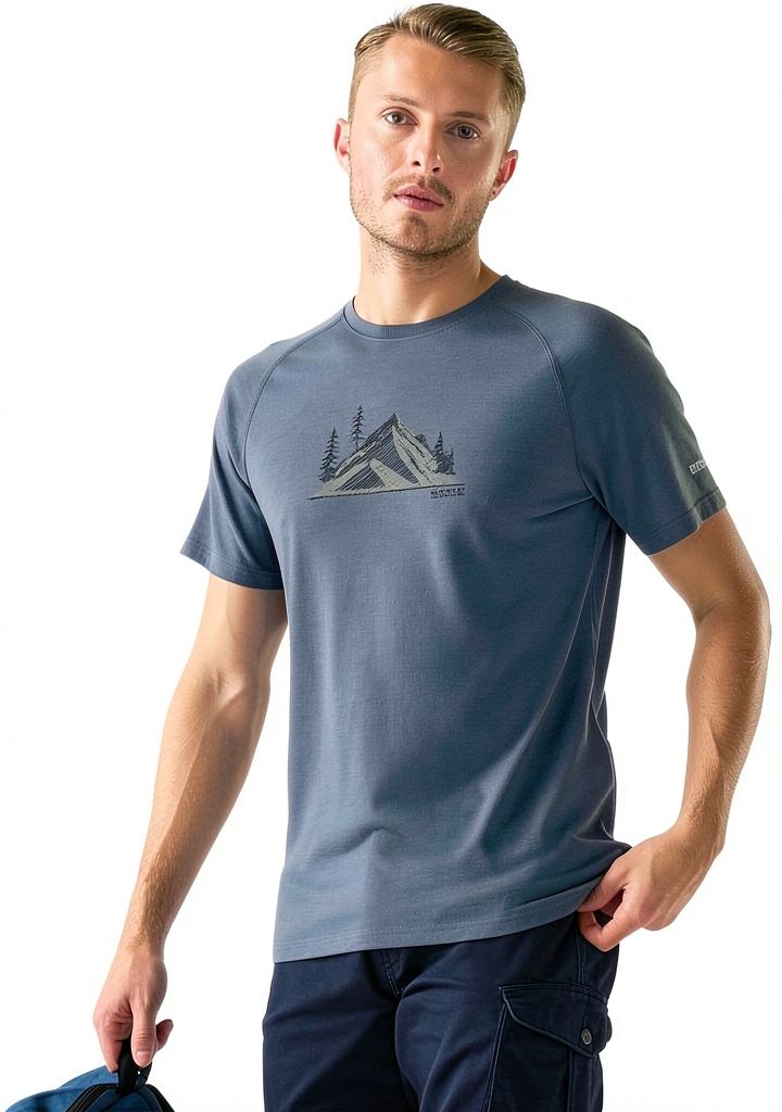 T-shirt Regatta Escade blu indossata in un contesto urbano
