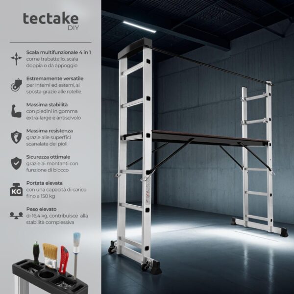 Scala in alluminio 4 in 1 tectake multifunzione pieghevole-1