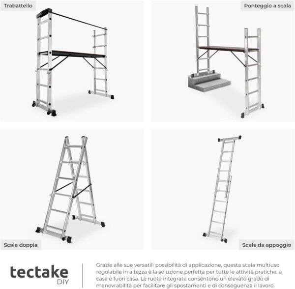 Scala in alluminio 4 in 1 tectake multifunzione pieghevole-6