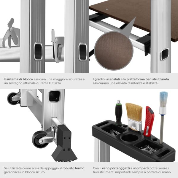 Scala in alluminio 4 in 1 tectake multifunzione pieghevole-3