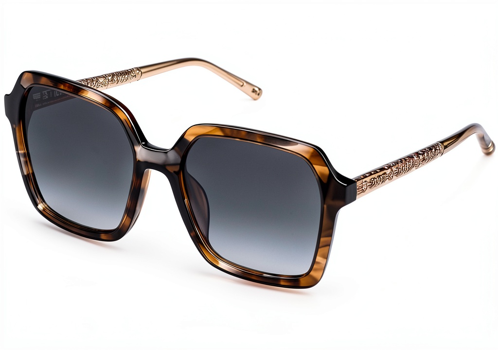 'SUNGLASSES ESCADA Brown Fantasy indossate in ambiente urbano'