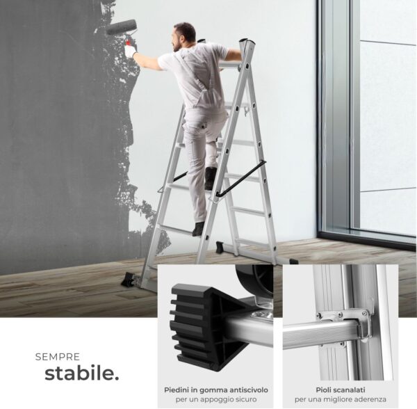 Scala in alluminio 4 in 1 tectake multifunzione pieghevole-2
