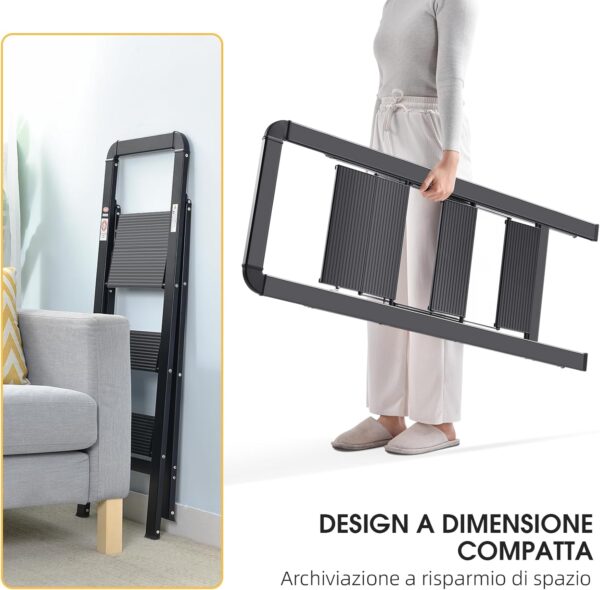 Scala Pieghevole Kingrack Alluminio 3 Gradini Sicurezza Casa-1