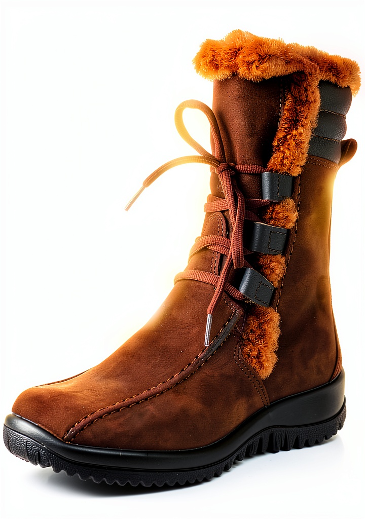 Stivaletti Jomos in pelle marrone con fodera in lana