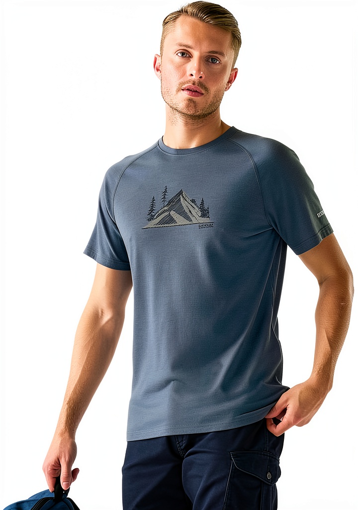 'T-shirt Regatta Escade blu indossata in un contesto casual'