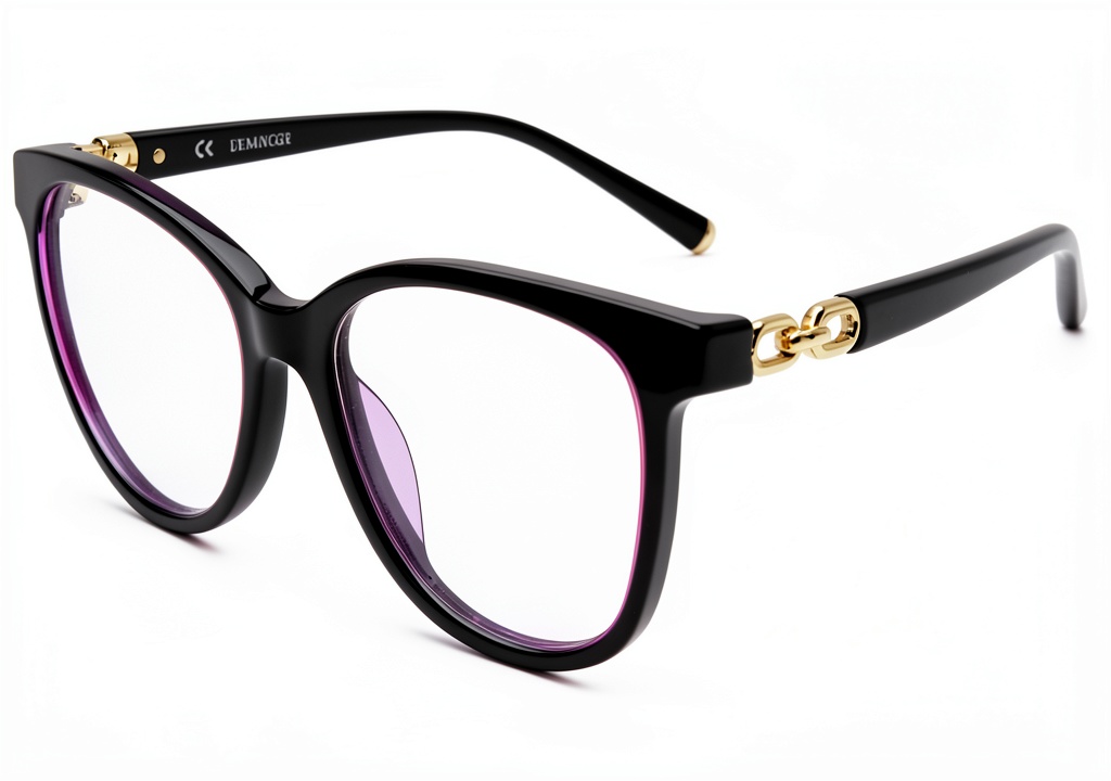'Occhiali da vista Escada violetto shiny top su sfondo elegante'