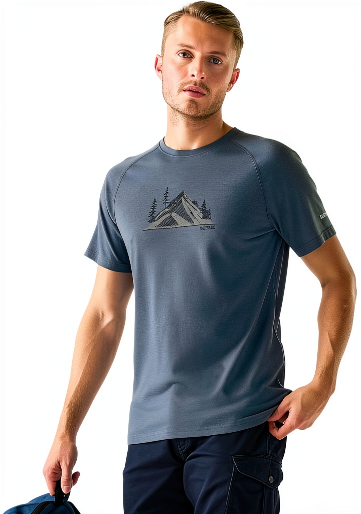 'T-shirt Regatta Escade blu indossata in un contesto casual'